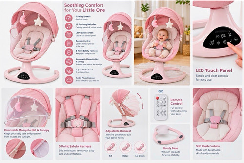 Pink electric baby - pink, moon